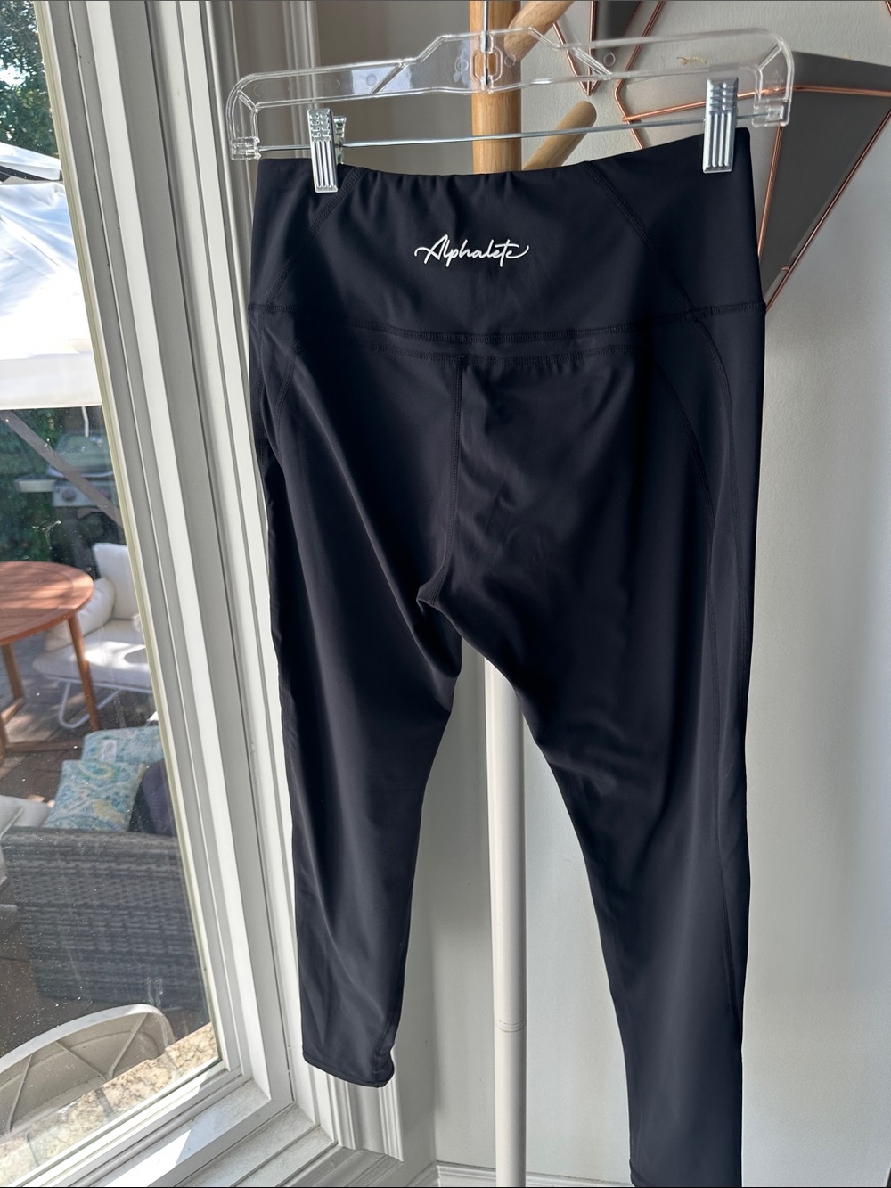 ALPHALETE Black High-Rise Performance Leggings No Front Seam Size XL X-Large